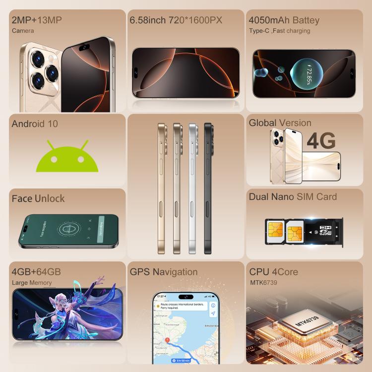 A16 Pro Max / PDA89-B, 4GB+64GB, 6.58 inch Android 10 MTK6739 Quad Core, Network: 4G, OTG, Dual SIM, Plug:UK Plug(White) - free shipping - PMc TechLife - Order now!