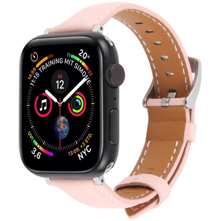 For Apple Watch 42mm / 41mm / 40mm / 38mm Silk Microfiber Leather Watch Band(Pink) - Watch Bands by PMC TechLife | Online Shopping South Africa | PMC TechLife | Buy Now Pay Later Mobicred