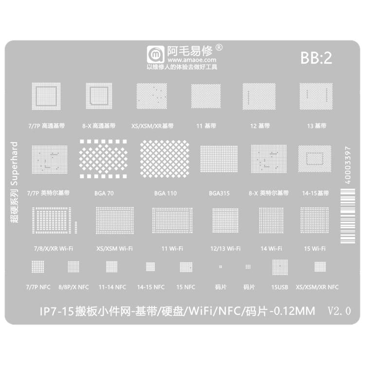 AMAOE 0.12mm Reballing Stencil For iPhone 7-15 Series - free shipping - PMC TechLife - Order now!
