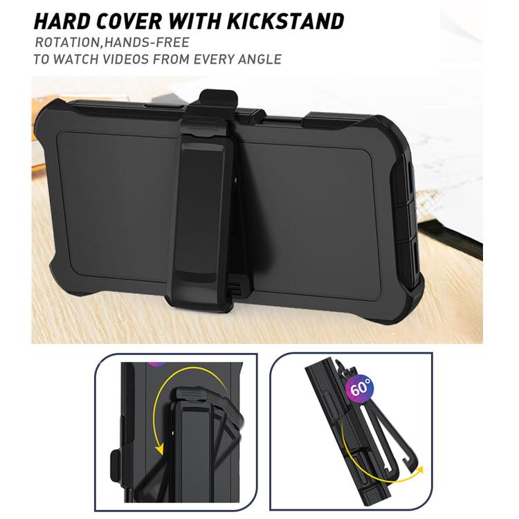 For iPhone 17 Pro Kalebol Shockproof PC Hybrid TPU Phone Case with Back Clip(Black) - free shipping - PMC TechLife - Order now!