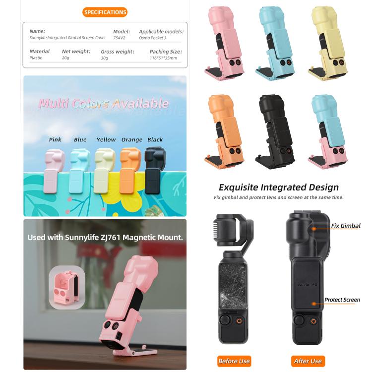 For DJI OSMO Pocket 3 Sunnylife Colorful Gimbal Cover Camera Protector Screen Protective Case(Blue) - free shipping - PMC TechLife - Order now!