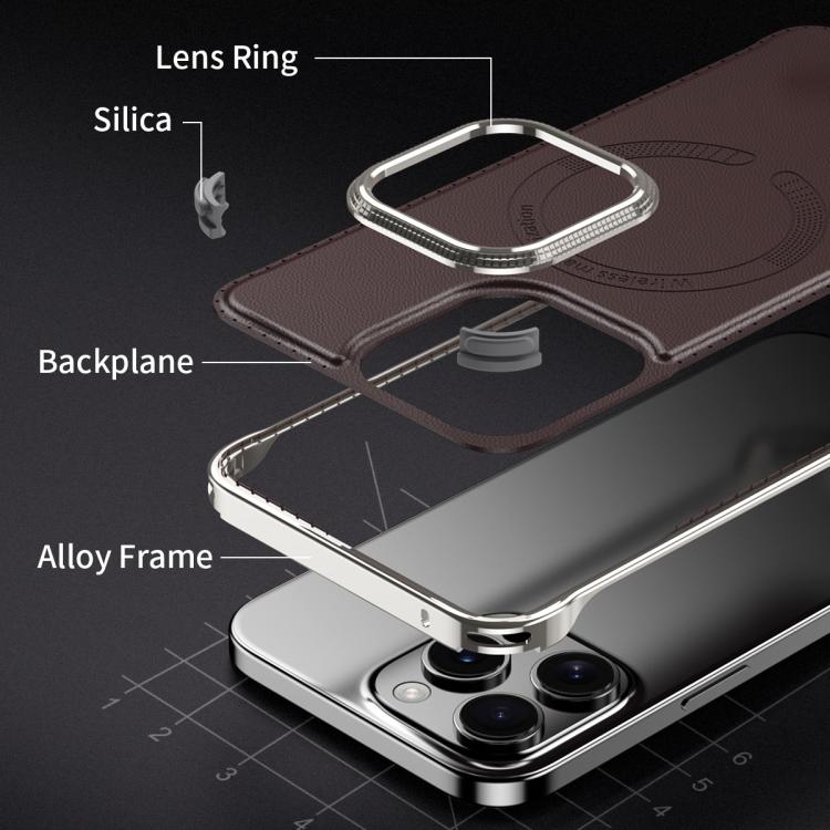 For iPhone 16 Pro Max J TRIBE Metal Frameless Plain Leather MagSafe Phone Case(Black) - free shipping - PMC TechLife - Order now!
