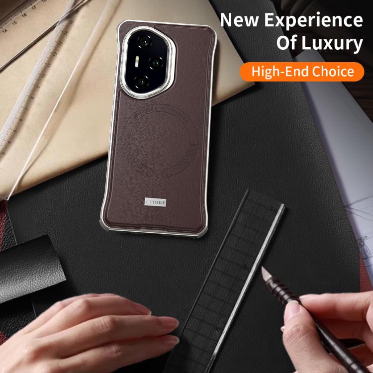 For Honor 300 Pro J TRIBE Metal Frameless Plain Leather MagSafe Phone Case(Black) - free shipping - PMC TechLife - Order now!