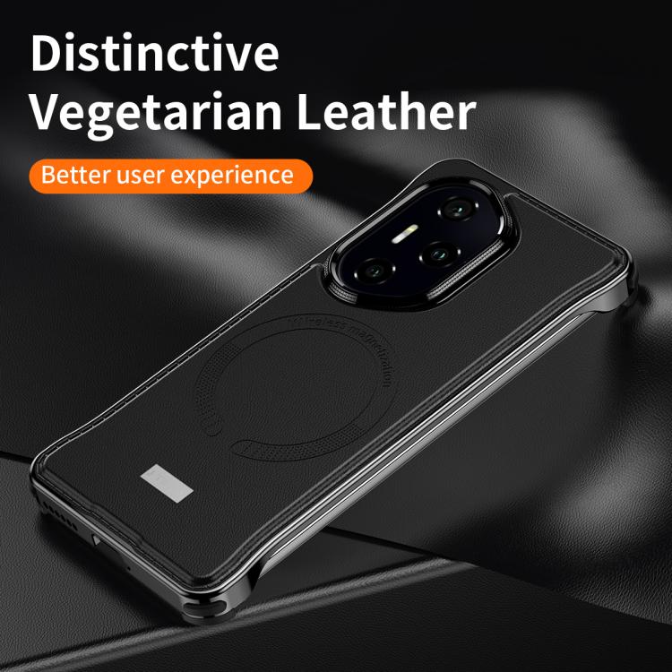For Honor 300 Pro J TRIBE Metal Frameless Plain Leather MagSafe Phone Case(Black) - free shipping - PMC TechLife - Order now!