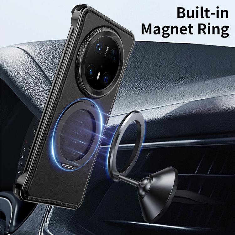 For Huawei Mate 60 Pro Metal Frameless Plain Leather MagSafe Holder Phone Case(Brown) - free shipping - PMC TechLife - Order now!