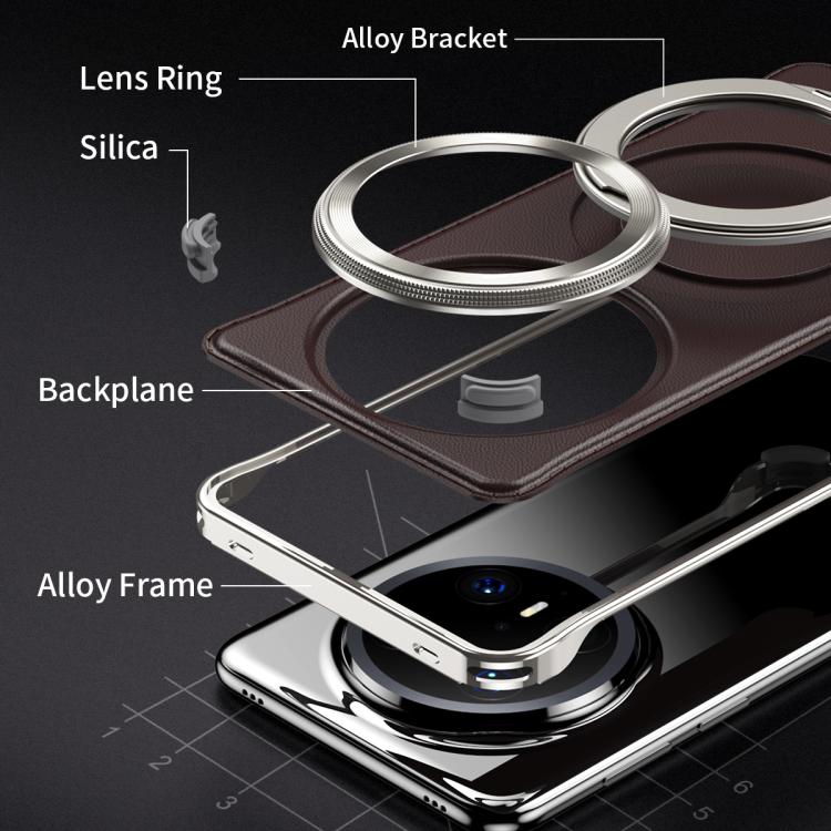 For Huawei Mate 60 Pro Metal Frameless Plain Leather MagSafe Holder Phone Case(Brown) - free shipping - PMC TechLife - Order now!