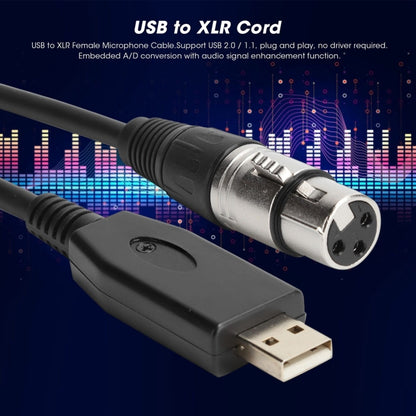 US18 USB to XLR Female Microphone Recording Cable, Cable Length:3m(Black) - Microphone Audio Cable & Connector by PMC Jewellery | Online Shopping South Africa | PMC Jewellery | Buy Now Pay Later Mobicred