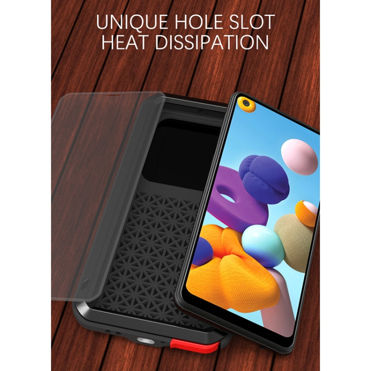 For Samsung Galaxy A21 (US Version) LOVE MEI Metal Shockproof Waterproof Dustproof Protective Case with Glass(White) - free shipping - PMC TechLife - Order now!