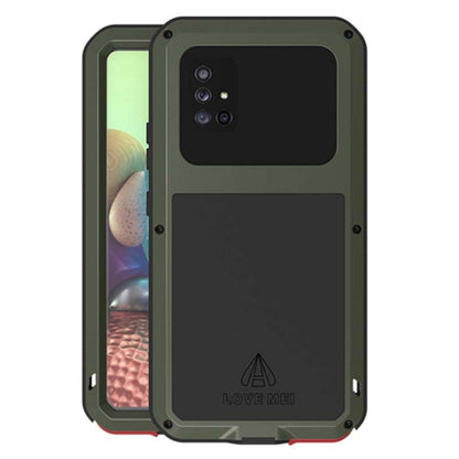 For Samsung Galaxy A71 5G LOVE MEI Metal Shockproof Waterproof Dustproof Protective Case with Glass(Army Green) - Galaxy Phone Cases by LOVE MEI | Online Shopping South Africa | PMC Jewellery