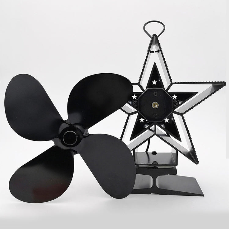 4-Blade Aluminum Heat Powered Fireplace Stove Fan (Black) - Fireplace Fan by PMC Jewellery | Online Shopping South Africa | PMC Jewellery | Buy Now Pay Later Mobicred