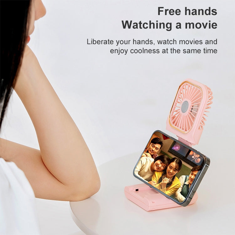 F30 Electroplating Handheld Fan Portable Desktop Folding Mute USB Hanging Neck Fan, Upgraded Version (White) - free shipping - PMC Jewellery - Order now!