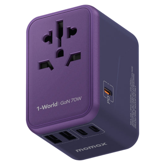 MOMAX 1-World UA8 PD 70W Fast Charger Power Adapter(Purple) - USB Charger by MOMAX | Online Shopping South Africa | PMC Jewellery | Buy Now Pay Later Mobicred