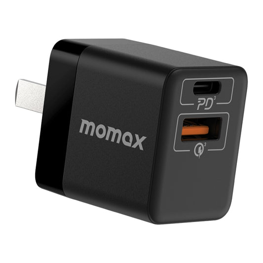 MOMAX UM36 PD 20W USB-C / Type-C + USB Fast Charger Power Adapter, CN Plug(Black) - USB Charger by MOMAX | Online Shopping South Africa | PMC Jewellery | Buy Now Pay Later Mobicred