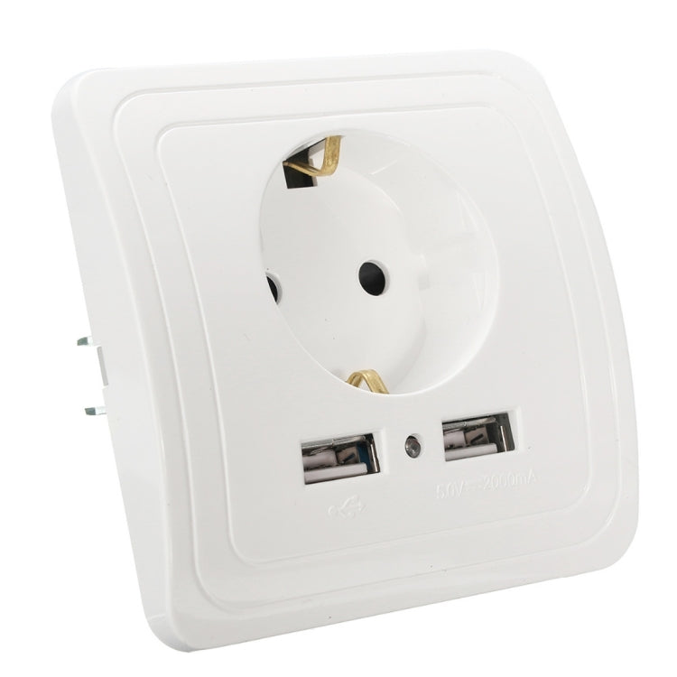 DIXINGE 2A Dual USB Port Wall Charger Adapter 16A EU Plug Socket Power Outlet Panel(White) - Plug Adaptor by PMC Jewellery | Online Shopping South Africa | PMC Jewellery | Buy Now Pay Later Mobicred