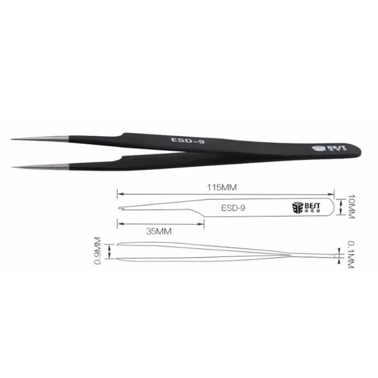 BEST BST-09 Precision Anti-static ESD Stainless Steel Tweezers - free shipping - PMC TechLife - Order now!