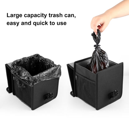 FUNADD Portable Folding Car Back Seat Hook Garbage Can Car Storage Box (Black) - Seat Accessories by FunAdd | Online Shopping South Africa | PMC Jewellery | Buy Now Pay Later Mobicred