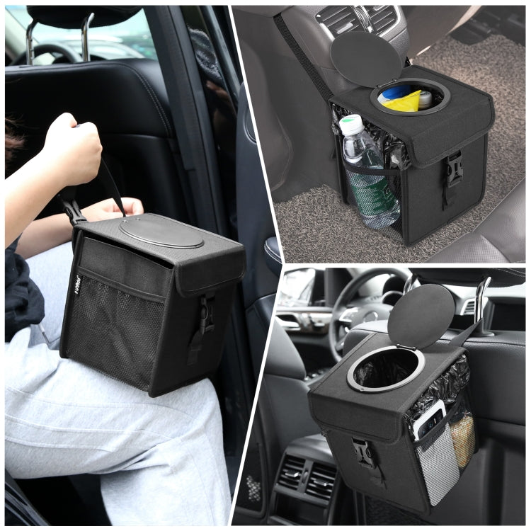 FUNADD Portable Folding Car Back Seat Hook Garbage Can Car Storage Box (Black) - Seat Accessories by FunAdd | Online Shopping South Africa | PMC Jewellery | Buy Now Pay Later Mobicred