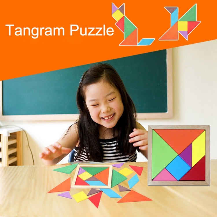 Baby Toy Fine Wooden Jigsaw Puzzle Beech Tangram, Size: 15*15cm - Math Toys by PMC Jewellery | Online Shopping South Africa | PMC Jewellery