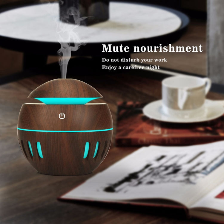 Wood Grain USB Hollowed-out Humidifier Seven Color Aromatherapy Lamp Automatic Alcohol Sprayer with Remote Control(White-1) - free shipping - PMC TechLife - Order now!