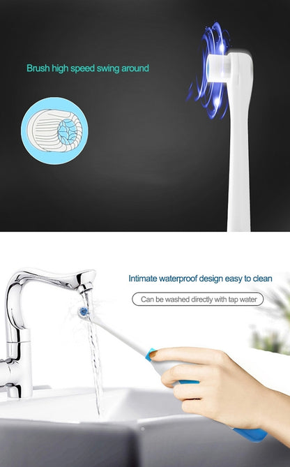 2W Creative Household Waterproof Rotary Electric Toothbrush Set with 4 Replacement Brush Heads & Base, 8500 Revolutions Per Minute(Blue) - Toothbrushes by PMC Jewellery | Online Shopping South Africa | PMC Jewellery | Buy Now Pay Later Mobicred