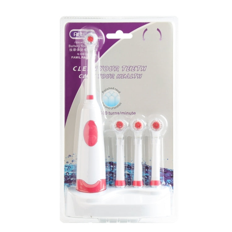 2W Creative Household Waterproof Rotary Electric Toothbrush Set with 4 Replacement Brush Heads & Base, 8500 Revolutions Per Minute(Red) - Toothbrushes by PMC Jewellery | Online Shopping South Africa | PMC Jewellery | Buy Now Pay Later Mobicred