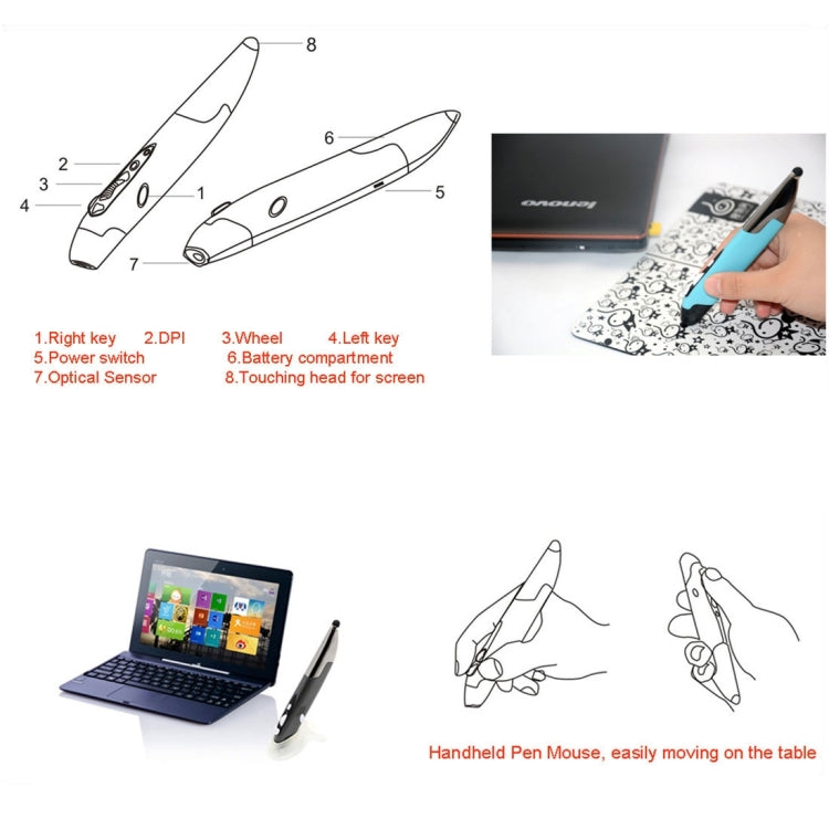 2.4GHz Innovative Pen-style Handheld Wireless Smart Mouse for PC Laptop(Grey) - Wireless Mice by PMC Jewellery | Online Shopping South Africa | PMC Jewellery | Buy Now Pay Later Mobicred