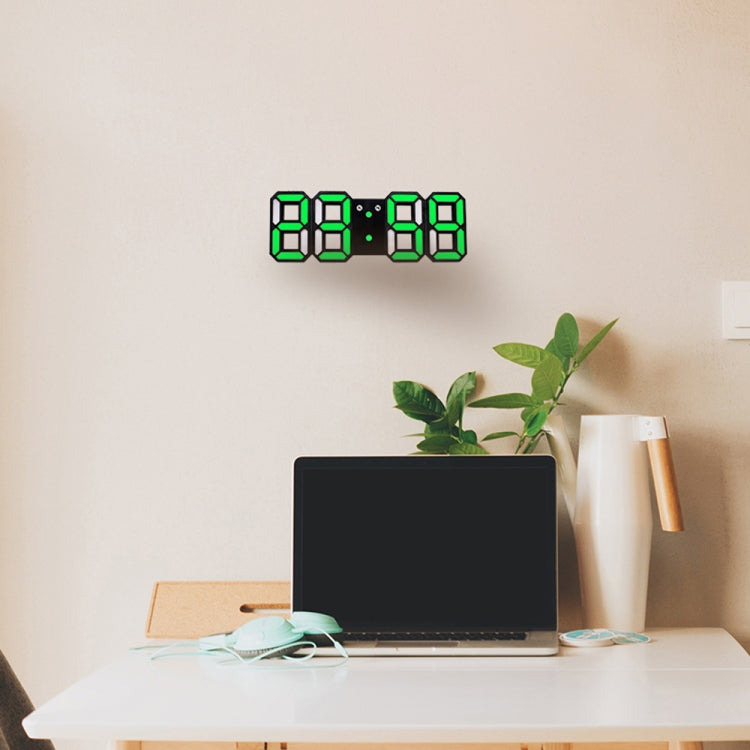 Multi-Function Large 3D LED Digital Wall Alarm Clock with Snooze Function, 12/24 Hours Display for Home, Kitchen, Office, DC 5V, CE Certificated(Green) - Wall Clock by PMc TechLife | Online Shopping South Africa | PMc TechLife | Buy Now Pay Later Mobicred
