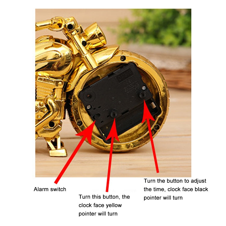 Cartoon Motorcycle Alarm Clock Bedroom Plastic Pointer Alarm Clock, Size: 23*13*6cm(Gold) - Alarm Clocks by PMc TechLife | Online Shopping South Africa | PMc TechLife | Buy Now Pay Later Mobicred
