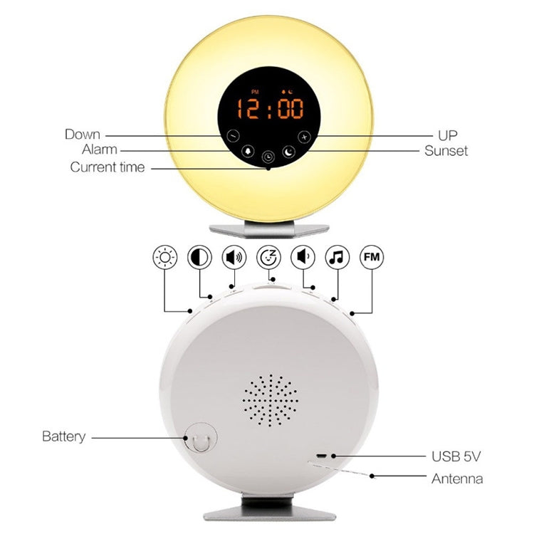Multi-function Led Touch Intelligent Wake-up Light Alarm Clock with FM Radio - Alarm Clocks by PMc TechLife | Online Shopping South Africa | PMc TechLife | Buy Now Pay Later Mobicred