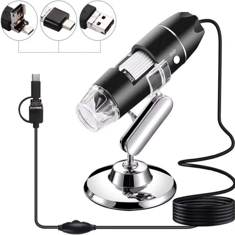 1600X Magnifier HD Image Sensor 3 in 1 USB Digital Microscope with 8 LED & Professional Stand (Grey) - free shipping - PMC TechLife - Order now!