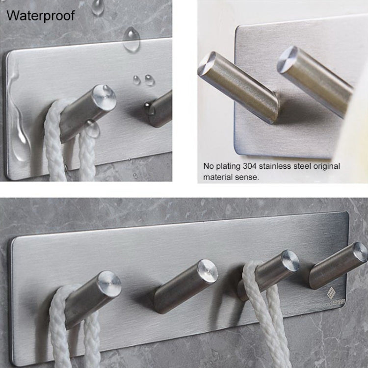 Stainless Steel Four Oblique Row Hook Bathroom Non-perforated Storage Clothes Rack - Hook by PMC TechLife | Online Shopping South Africa | PMC TechLife | Buy Now Pay Later Mobicred