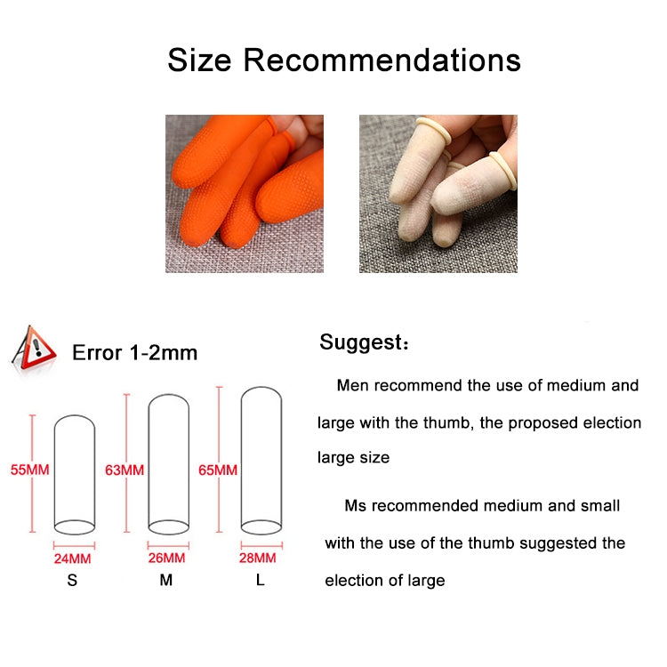 100pcs / Pack Antistatic Antislip Durable Fingertips Latex Protective Gloves, Size: L, 2.8*6.5cm(Khaki) - free shipping - PMC TechLife - Order now!