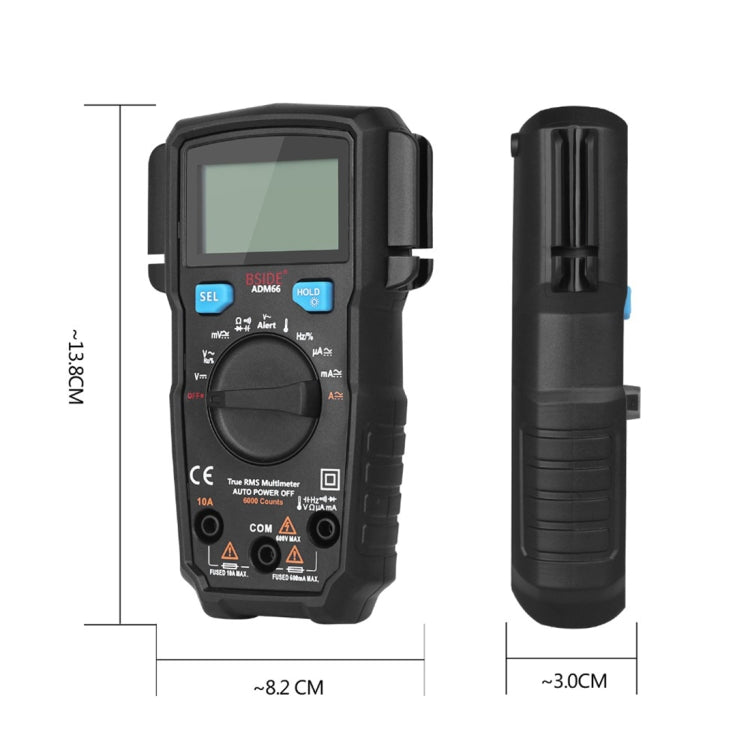 BSIDE ADM66 Handheld Household 6000 Count AC / DC Current Voltage Capacitor Automatic Range Multimeter with LCD Backlight & Card Slot Function - Digital Multimeter by BSIDE | Online Shopping South Africa | PMC Jewellery | Buy Now Pay Later Mobicred