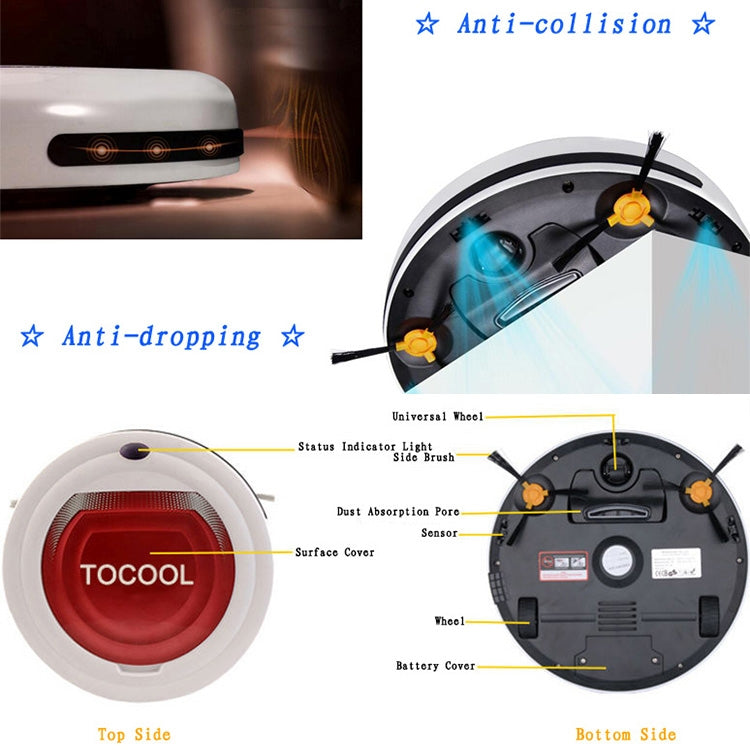 TOCOOL TC-350 Smart Vacuum Cleaner Household Sweeping Cleaning Robot with Remote Control(Orange) - free shipping - PMC TechLife - Order now!