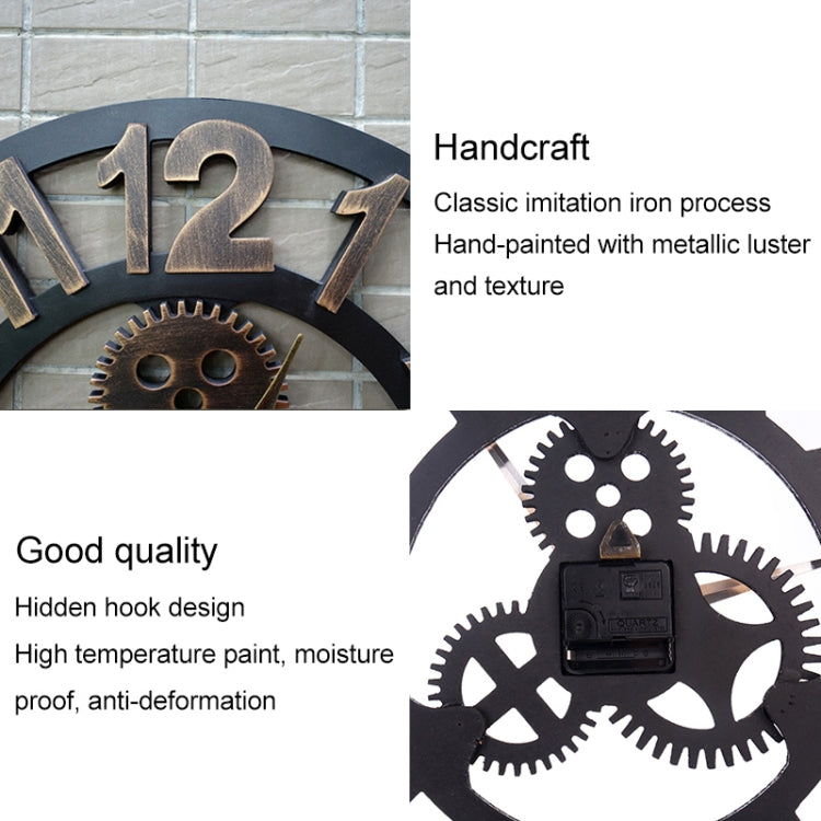 Retro Wooden Round Single-sided Gear Clock Rome Number Wall Clock, Diameter: 45cm (Silver) - Wall Clock by PMc TechLife | Online Shopping South Africa | PMc TechLife | Buy Now Pay Later Mobicred