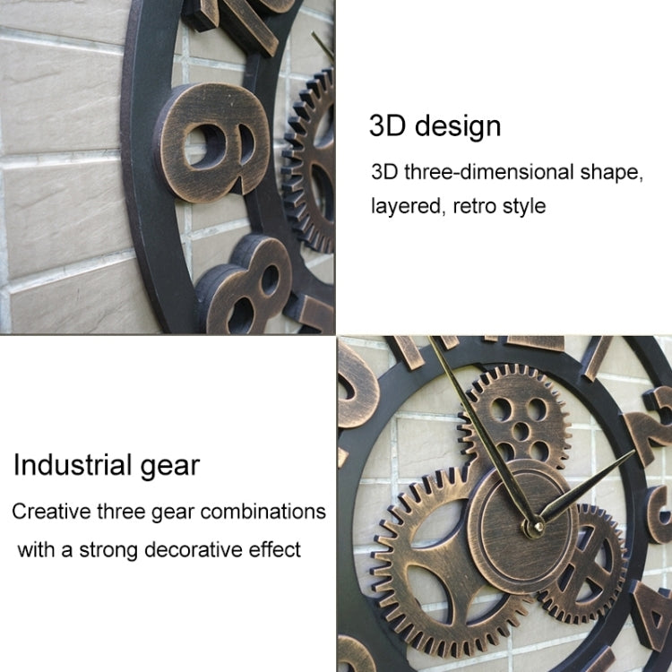 Retro Wooden Round Single-sided Gear Clock Arabic Number Wall Clock, Diameter: 30cm (Silver) - Wall Clock by PMc TechLife | Online Shopping South Africa | PMc TechLife | Buy Now Pay Later Mobicred