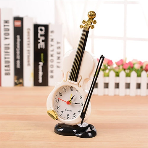 Multi-functional Originality Violin Electronics Pointer Alarm Clock with Pen Holder (White) - free shipping - PMC TechLife - Order now!