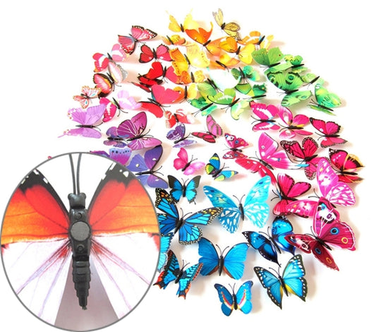 2 Sets Creative 3D Color Butterfly Wall Stickers Living Room Bedroom Decoration Supplies, Magnet Style, Random Color Delivery - Ornaments by PMC Jewellery | Online Shopping South Africa | PMC Jewellery