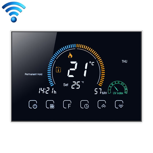 BHT-8000-GCLW Controlling Water/Gas Boiler Heating Energy-saving and Environmentally-friendly Smart Home Negative Display LCD Screen Round Room Thermostat with WiFi(Black) - Thermostat & Thermometer by PMC Jewellery | Online Shopping South Africa | PMC Jewellery | Buy Now Pay Later Mobicred