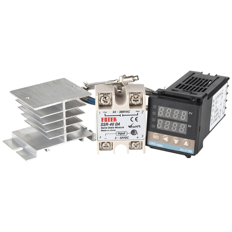 11000W REX-C100 Thermostat + Heat Sink + Thermocouple + SSR-100 DA Solid State Module Intelligent Temperature Control Kit - Components Kits by PMC Jewellery | Online Shopping South Africa | PMC Jewellery | Buy Now Pay Later Mobicred