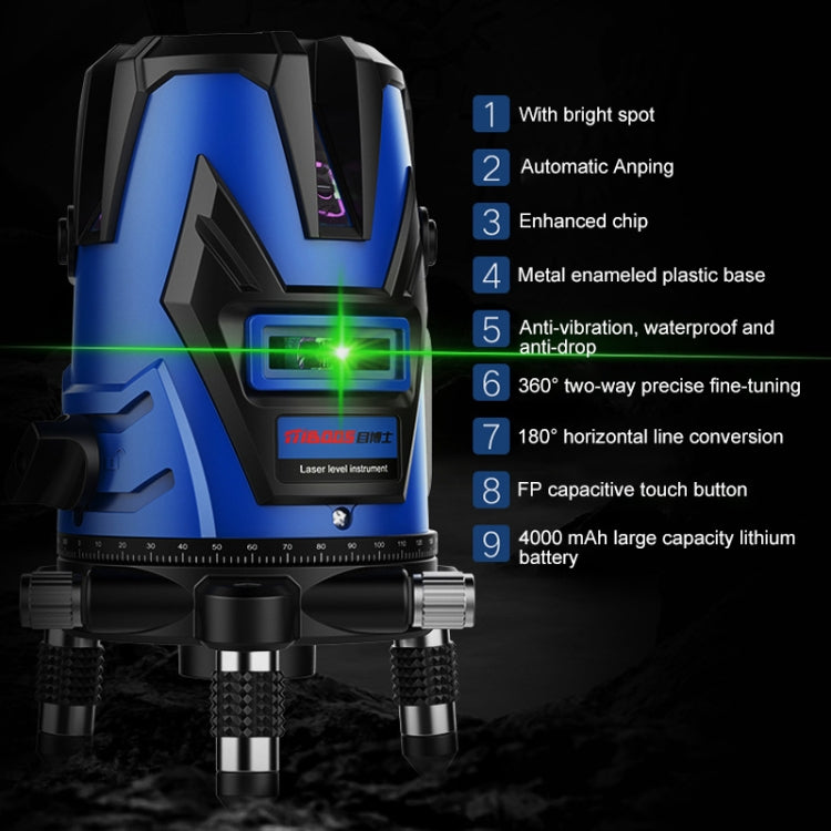 MBOOS Green Light 3 Line Outdoor Laser Level Instrument with Anti-drop Plastic Box & 1m Tripod - Laser Rangefinder by PMC Jewellery | Online Shopping South Africa | PMC Jewellery | Buy Now Pay Later Mobicred