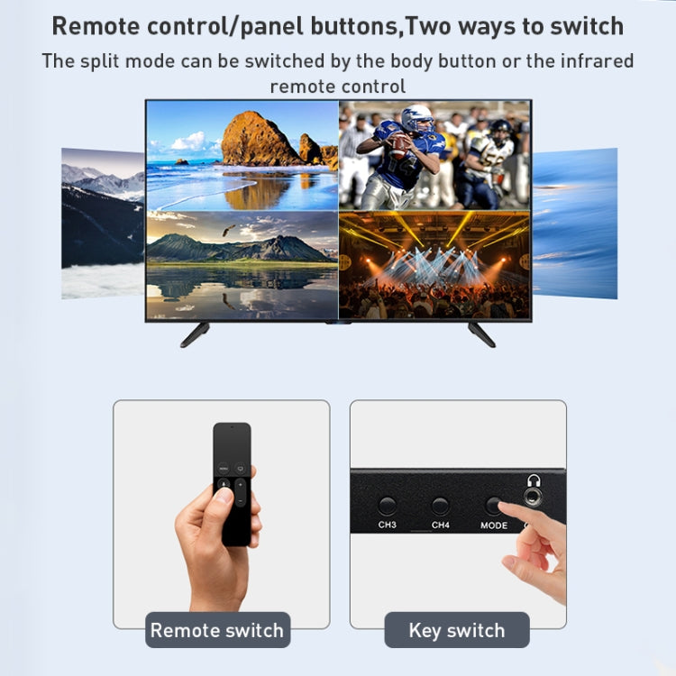 Measy MV4341 4K 30Hz 4 In 1 Out HDMI Quad Screen Splitter, Plug Type: US Plug (Black) - free shipping - PMC Jewellery - Order now!