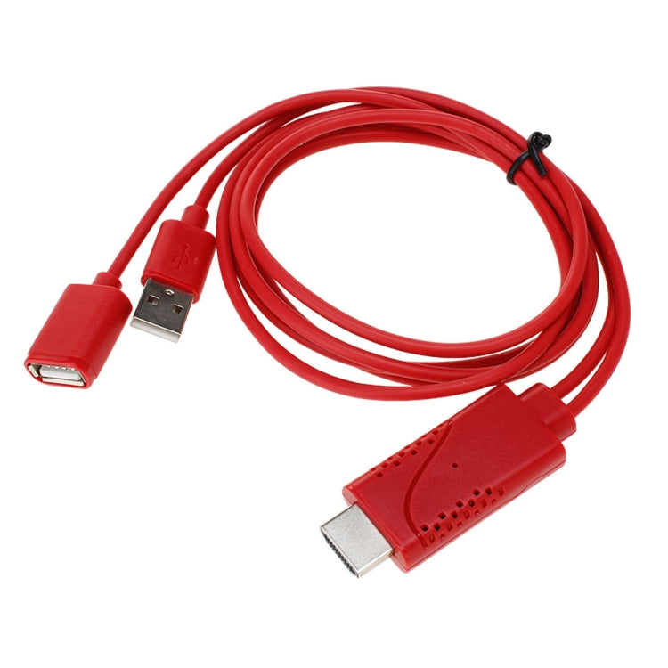 USB Male + USB 2.0 Female to HDMI Phone to HDTV Adapter Cable(Red) - Video & Audio Cable by PMC Jewellery | Online Shopping South Africa | PMC Jewellery | Buy Now Pay Later Mobicred