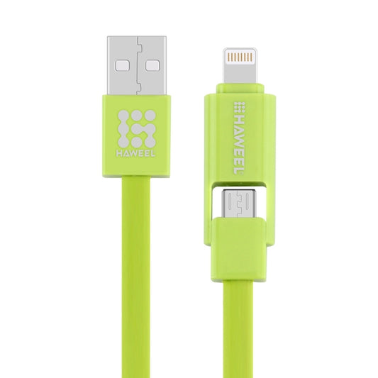 HAWEEL 1m 2 in 1 Micro USB & 8 Pin to USB Data Sync Charge Cable(Green) - Multifunction Cable by PMC Jewellery | Online Shopping South Africa | PMC Jewellery