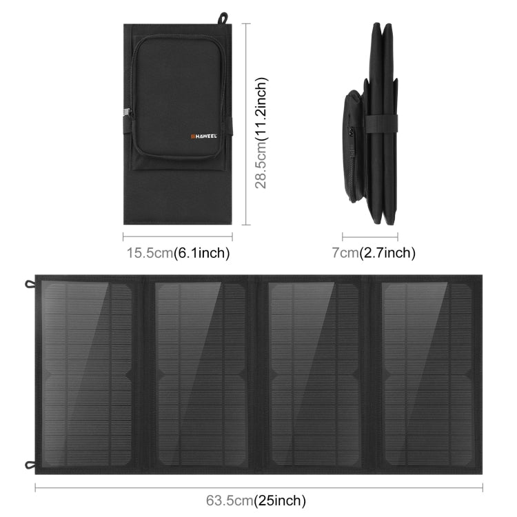 HAWEEL 24W 4 Panels Foldable Solar Panel Charger Bag with 5V / 3.1A Max Dual USB Ports, Support QC3.0 and AFC - Charger by HAWEEL | Online Shopping South Africa | PMC Jewellery | Buy Now Pay Later Mobicred