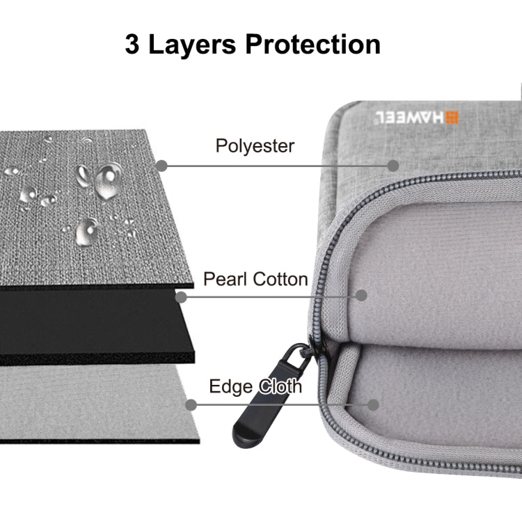 HAWEEL 13.0 inch Sleeve Case Zipper Briefcase Laptop Carrying Bag, For Macbook, Samsung, Lenovo, Sony, DELL Alienware, CHUWI, ASUS, HP, 13 inch and Below Laptops(Grey) - 13.3 inch by HAWEEL | Online Shopping South Africa | PMC Jewellery | Buy Now Pay Later Mobicred