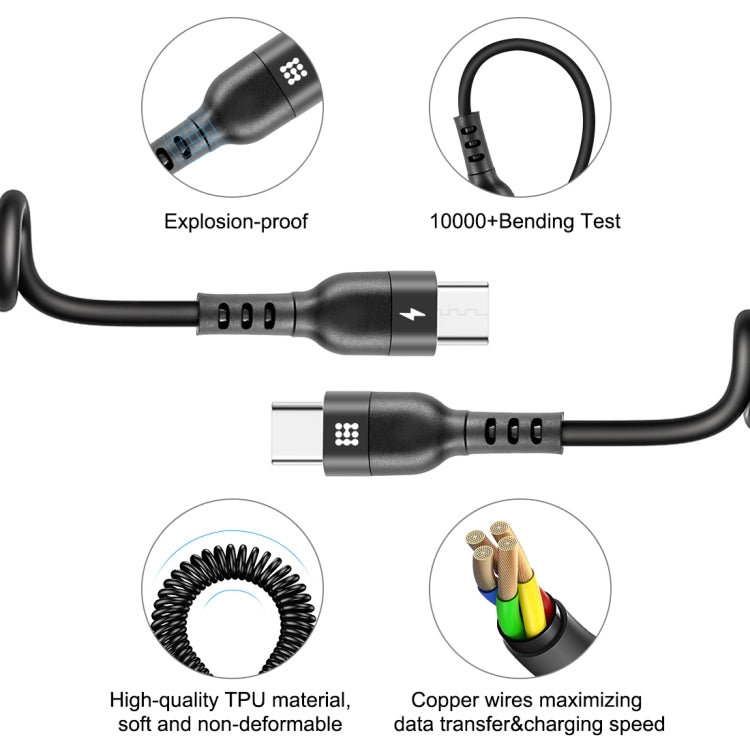 HAWEEL 1.5m 5A USB-C / Type-C to USB-C / Type-C Retractable Coiled PD Fast Charging Cable - USB-C & Type-C Cable by HAWEEL | Online Shopping South Africa | PMC Jewellery