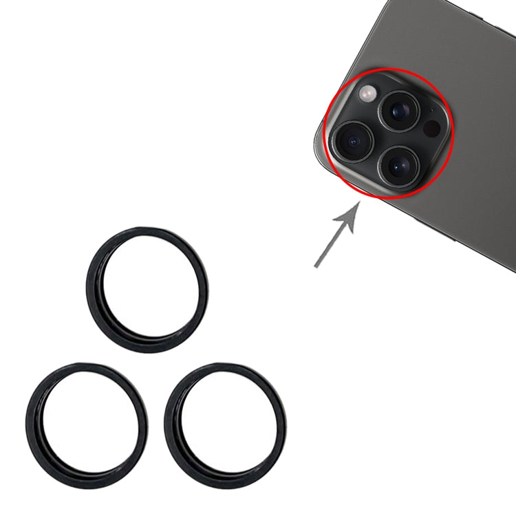 For iPhone 15 Pro / 15 Pro Max 3pcs/set Rear Camera Glass Lens Metal Outside Protector Hoop Ring (Black) - Camera Series by PMc TechLife | Online Shopping South Africa | PMc TechLife | Buy Now Pay Later Mobicred