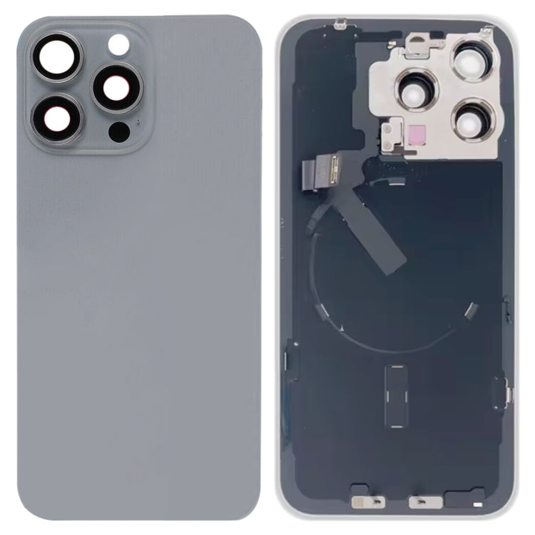 For iPhone 15 Pro Max Glass Battery Back Cover with Flash Bracket + Wireless Charging Module(Titanium gray) - Back Cover by PMC Jewellery | Online Shopping South Africa | PMC Jewellery | Buy Now Pay Later Mobicred