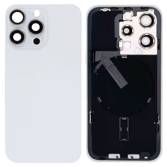 For iPhone 15 Pro Glass Battery Back Cover with Flash Bracket + Wireless Charging Module(White) - Back Cover by PMC Jewellery | Online Shopping South Africa | PMC Jewellery | Buy Now Pay Later Mobicred